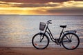 Lonely bike standing at sunset Royalty Free Stock Photo