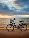 Lonely bike standing at sunset Royalty Free Stock Photo