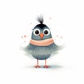 Lonely Bird With A Scarf: Playful Cartoon Illustration