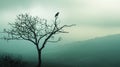 lonely bird on the top of the dry tree Royalty Free Stock Photo