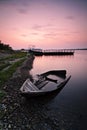 Lonely boat on the bank