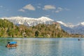 lonely boat on Lake Bled Royalty Free Stock Photo