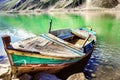 Lonely boat at lake saif ul malook Royalty Free Stock Photo