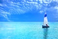 Lonely boat sport sailing on lake .