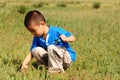 Lonely boy in the field Royalty Free Stock Photo