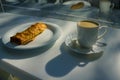 Lonely breakfast in the cafe.