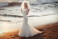 Lonely bride looking for her husband Royalty Free Stock Photo