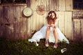 Lonely bride at one with their life problems. Royalty Free Stock Photo