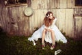 Lonely bride at one with their life problems. Royalty Free Stock Photo