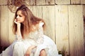 Lonely bride at one with their life problems. Royalty Free Stock Photo