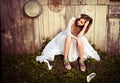 Lonely bride at one with their life problems. Royalty Free Stock Photo