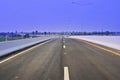 Lonely bridge and road with blue sky