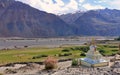 Lonely buddist pagoda gompa in the Himalayas - Impressions of a trip through the Nubra valley in Ladakh, India 2019 Royalty Free Stock Photo