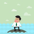 Lonely businessman on the small island Royalty Free Stock Photo