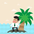Lonely businessman on the small island Royalty Free Stock Photo