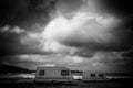 Lonely caravan  in shore in Malta island after season Royalty Free Stock Photo