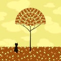 Lonely cat and tree Royalty Free Stock Photo
