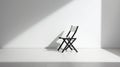 Moody Shadows: Minimalist Photo Render Of A Folding Chair On Plain White Background