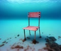 Lonely Chair Deep at Sea, Generative AI Illustration