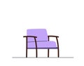 Lonely chair in am empty room standing on floor. Flat stylish simple armchair minimal with wooden parts.