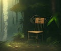 Lonely Chair at Jungle, Generative AI Illustration