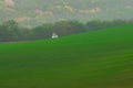 Rural landscape with colorful fields and waves, spring seasonal natural background. South Moravia, Czech Republic Royalty Free Stock Photo