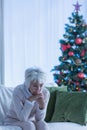 Lonely christmas of a female citizen Royalty Free Stock Photo