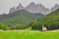 Lonely church in Dolomites