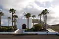 The lonely church next to volcano - Lanzarote, Canarian Islands. Royalty Free Stock Photo