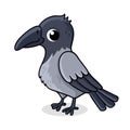 Lonely crow. Vector illustration with cute bird in cartoon style Royalty Free Stock Photo
