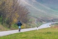 A lonely cyclist on the Serbian road