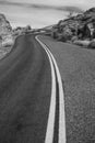 Lonely desert road - black and white Royalty Free Stock Photo