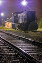 Lonely Diesel Train Engine On A Rainy Night Royalty Free Stock Photo