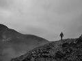 Lonely explorer mountain hike Royalty Free Stock Photo