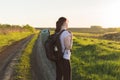 Freedom loneliness vacation female journey backapacker Royalty Free Stock Photo