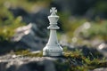 Lonely figure of the white chess king on the stones. Generative AI Royalty Free Stock Photo