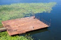 Lonely fisherman on the rusty quayside Royalty Free Stock Photo