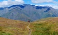 Lonely footpath Caucasus mountains Royalty Free Stock Photo