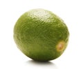 A lonely fresh and tasty green lime fruit on white