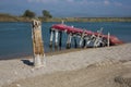 Lonely gangway on the Manavgat River Royalty Free Stock Photo