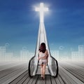 Lonely girl doing spiritual journey Royalty Free Stock Photo