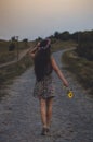 Lonely girl going home Royalty Free Stock Photo