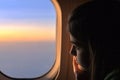 Lonely Girl on a Plane Royalty Free Stock Photo