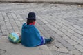 Lonely girl on Riobamba, Ecuador