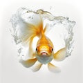 Lonely Goldfish Swimming Against the Currents to the Deepest Ocean Floor. Perfect for Aquarium Websites and Blogs. Royalty Free Stock Photo