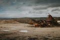 Lonely gravel plant Royalty Free Stock Photo