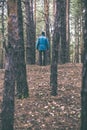 A lonely guy in a pine forest in the autumn time Royalty Free Stock Photo