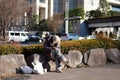 Sad japanese homeless Royalty Free Stock Photo