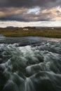 Lonely House at coastline in East Iceland. Royalty Free Stock Photo