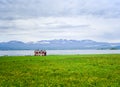 The lonely house on mountain lake Royalty Free Stock Photo